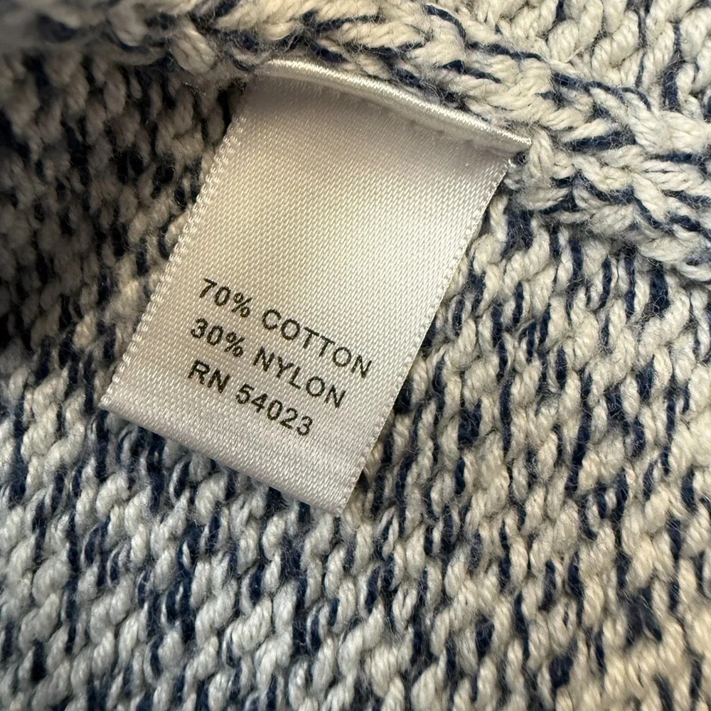 Banana Republic Sweater Mens Large Shawl Collar Toggle Marled Blue Fisherman